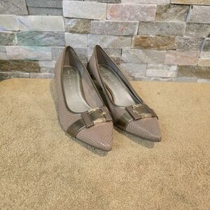 Anne Klein Taupe Flats with Buckle Detail